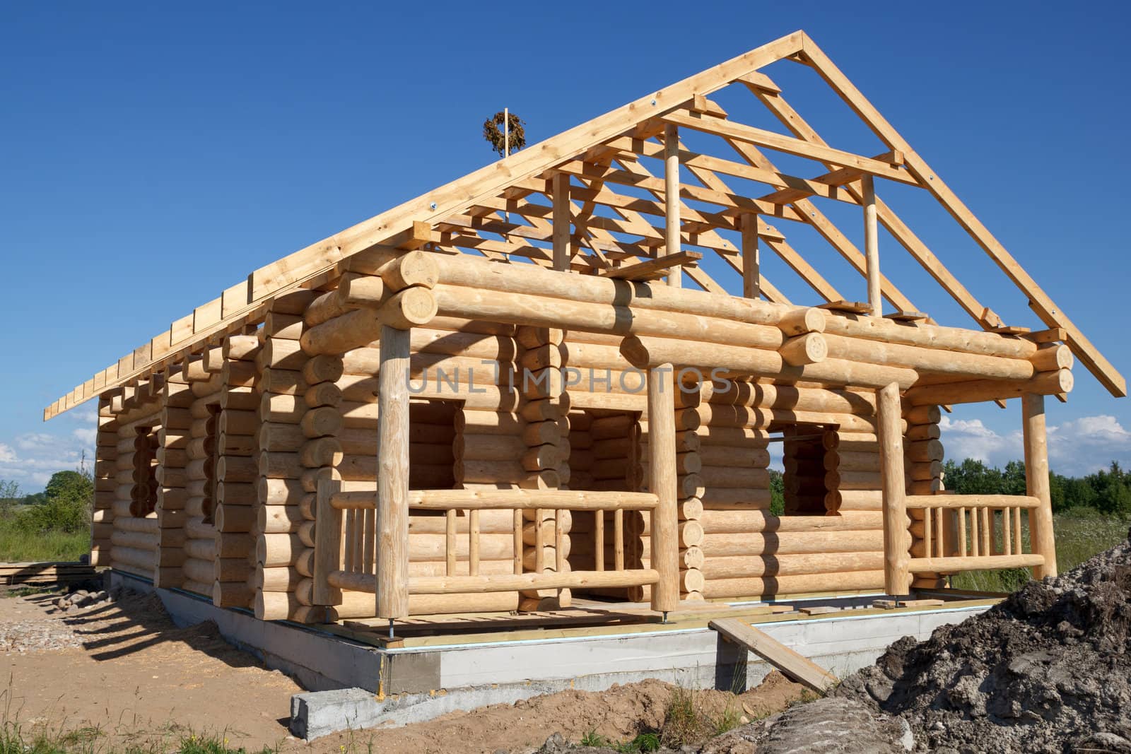 new wooden house built from logs