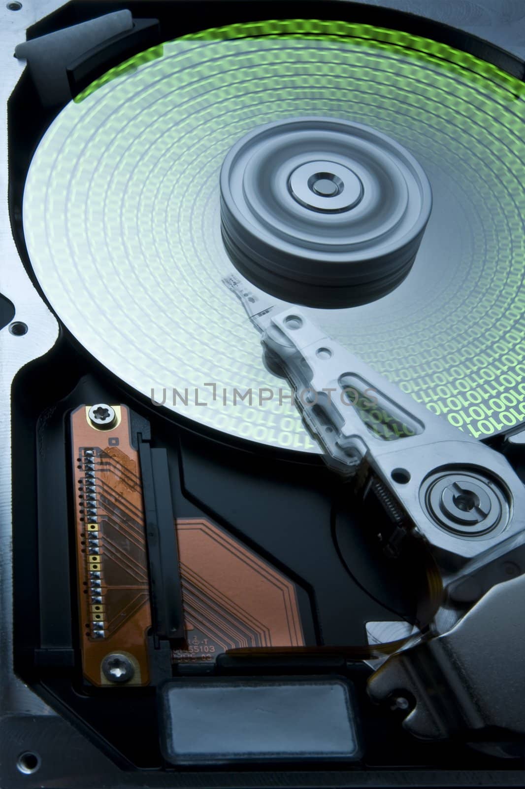 hard disk with green data on platter -aah- by gewoldi