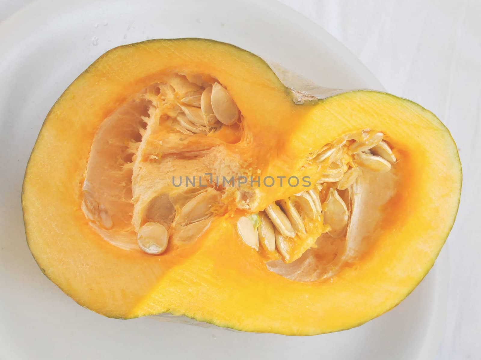 Detail of sliced pumpking squash vegetables food