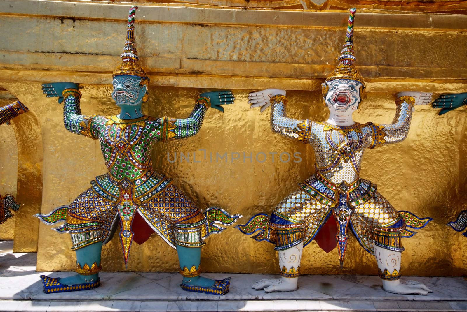 Giant statue of a beautiful Golden Pagoda in Wat Phra Kaew, Bangkok, Thailand