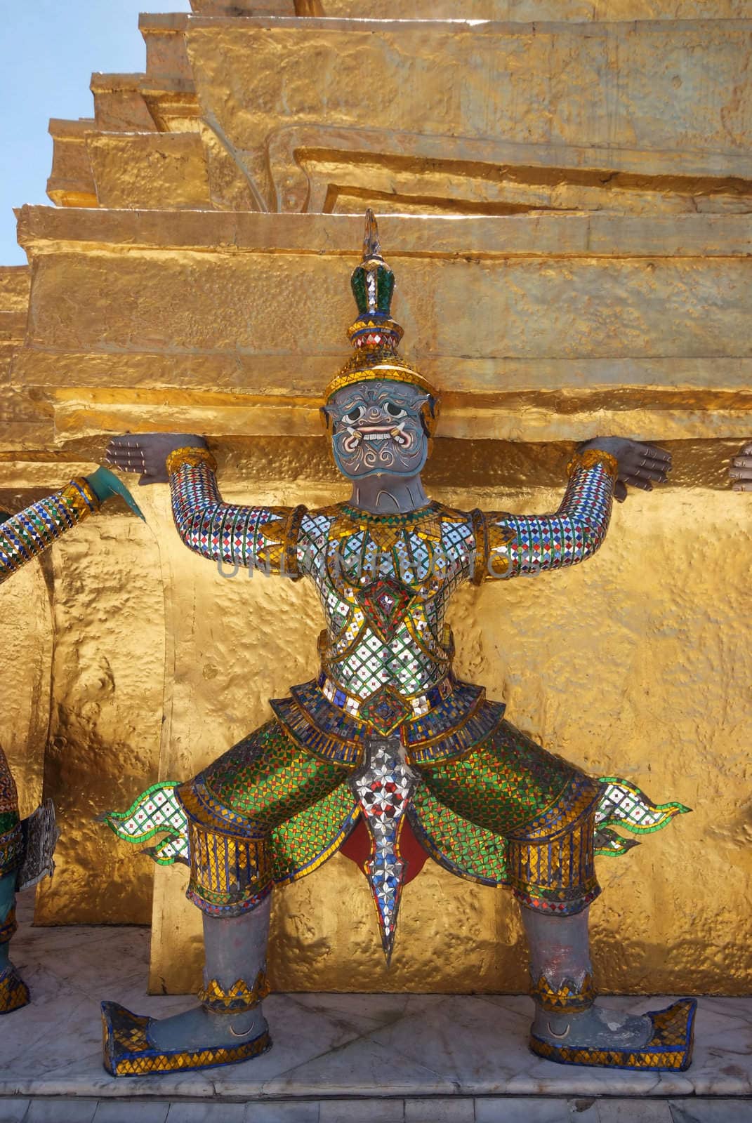 Giant statue of a beautiful Golden Pagoda in Wat Phra Kaew, Bangkok, Thailand