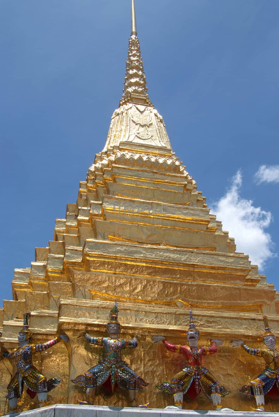 The Golden pagoda of Wat Phra Kaew temple, Bangkok, Thailand 