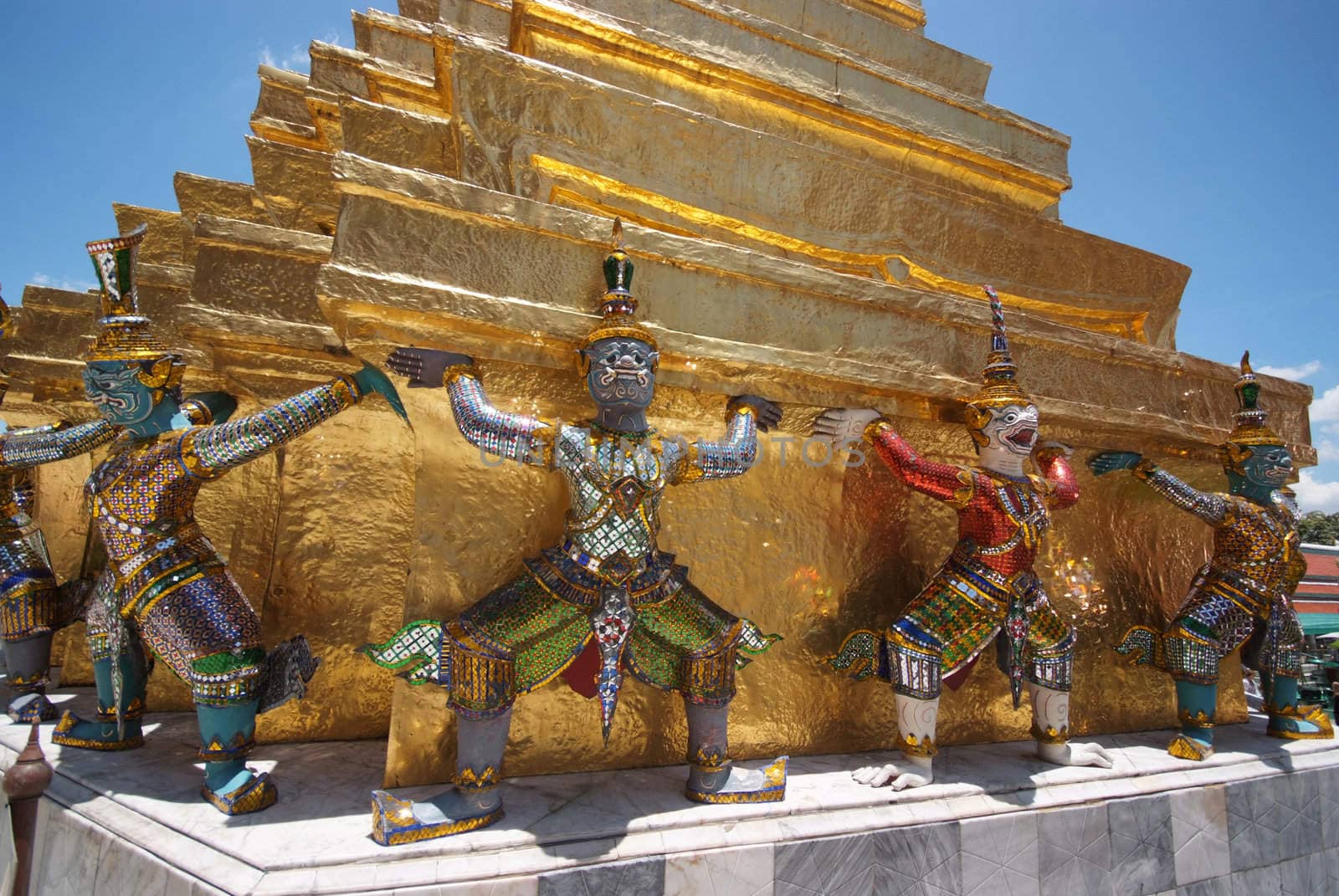 Giant statue of a beautiful Golden Pagoda in Wat Phra Kaew, Bangkok, Thailand