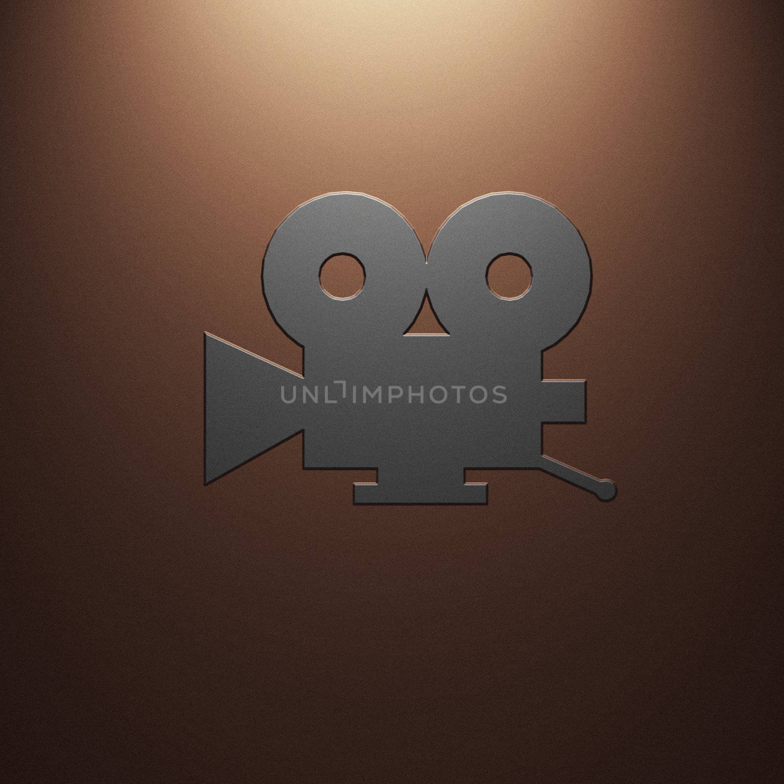 High resolution image symbol on a metal background. 3d illustration.