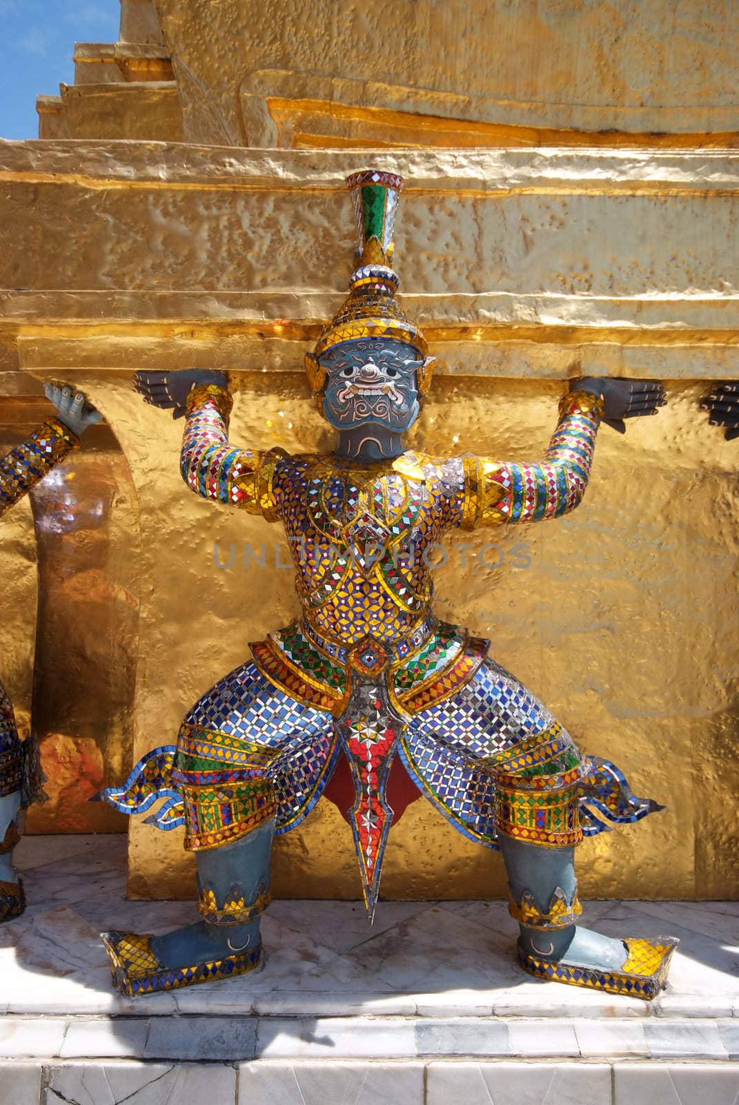 Giant statue of a beautiful Golden Pagoda in Wat Phra Kaew, Bangkok, Thailand