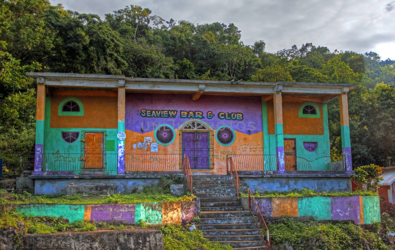 Colorfull housing on the side of the Blue Mountain in Jamaica