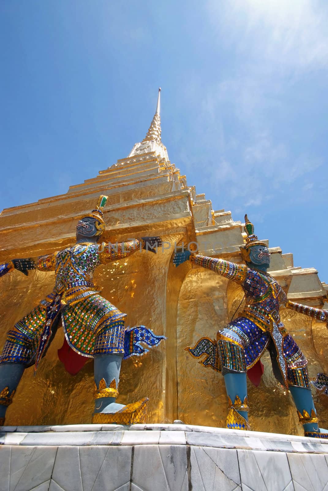 The Golden pagoda of Wat Phra Kaew temple, Bangkok, Thailand 