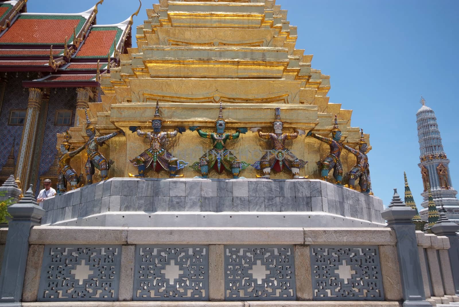 The Golden pagoda of Wat Phra Kaew temple, Bangkok, Thailand 