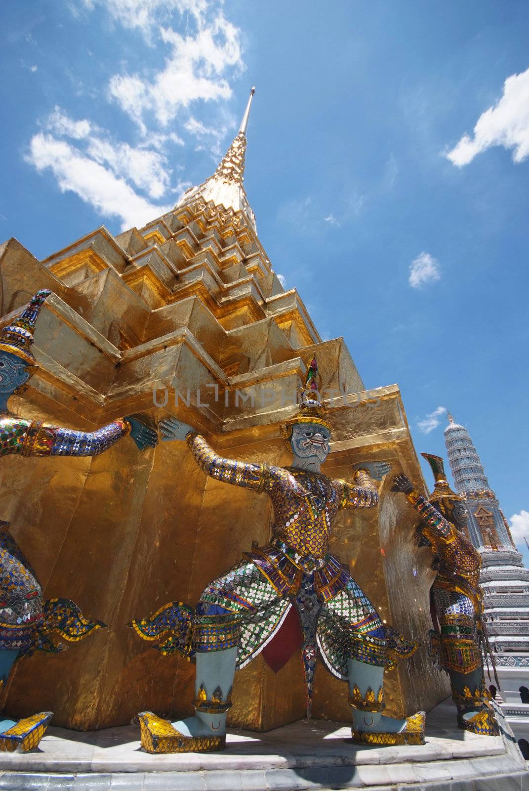 The Golden pagoda of Wat Phra Kaew temple, Bangkok, Thailand 