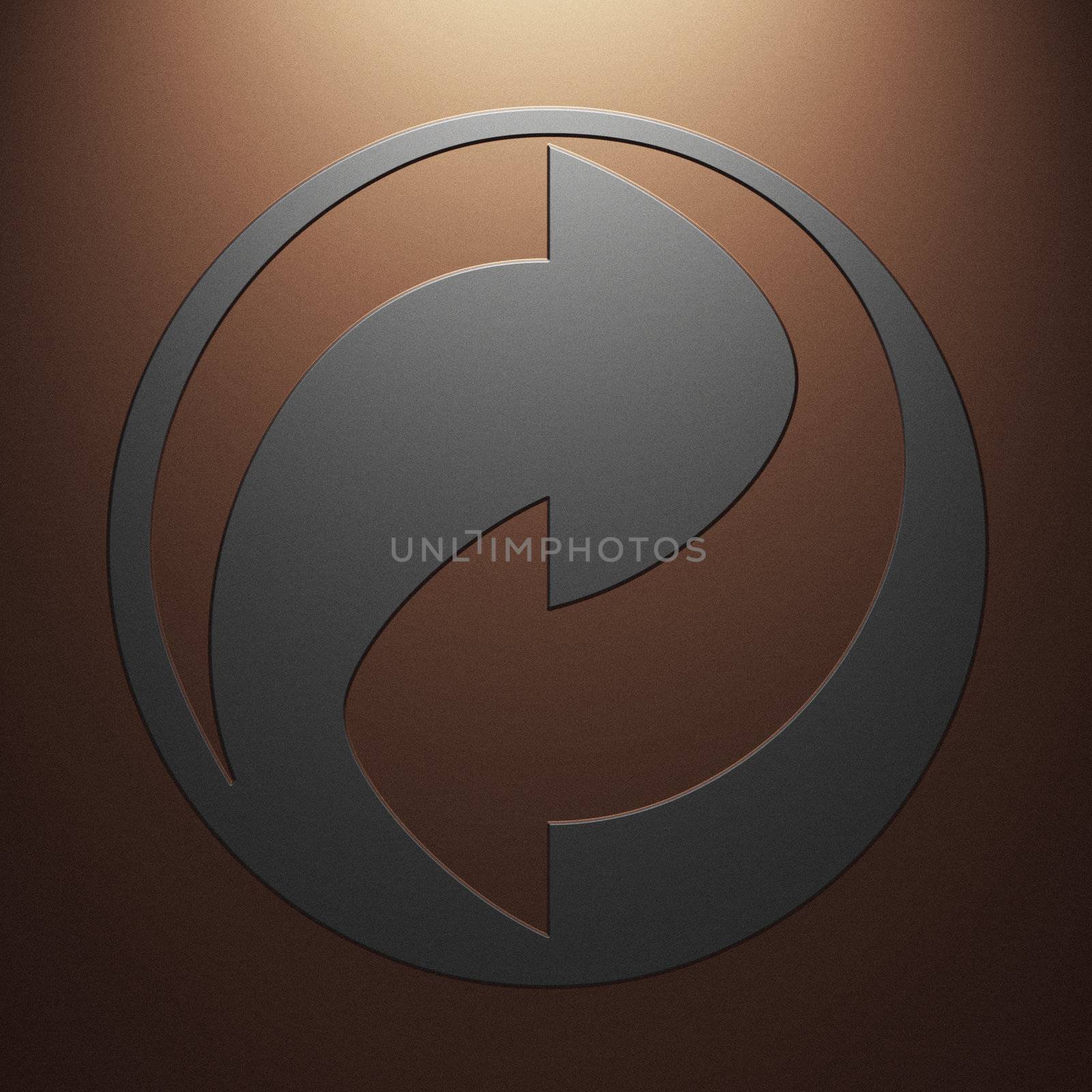 High resolution image symbol on a metal background. 3d illustration.