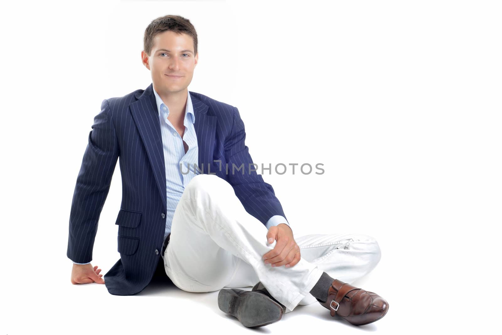 young business man in front of white background