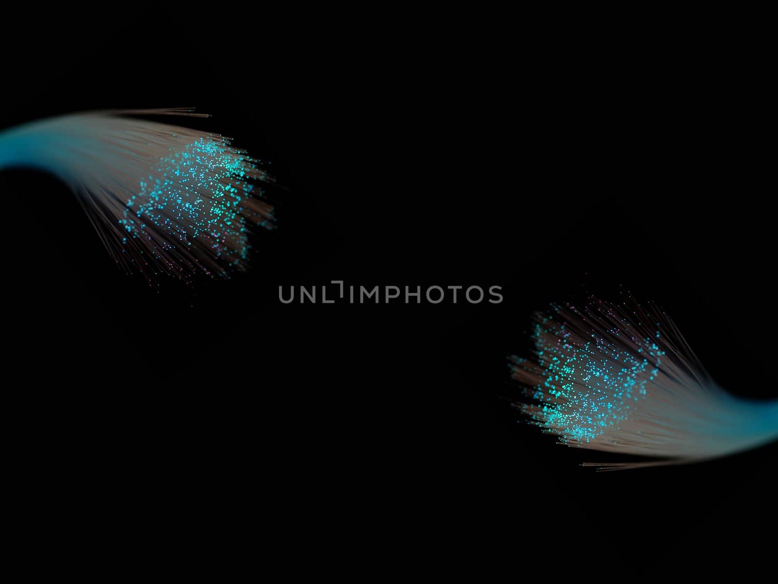 Fibre optics isolated against a black background