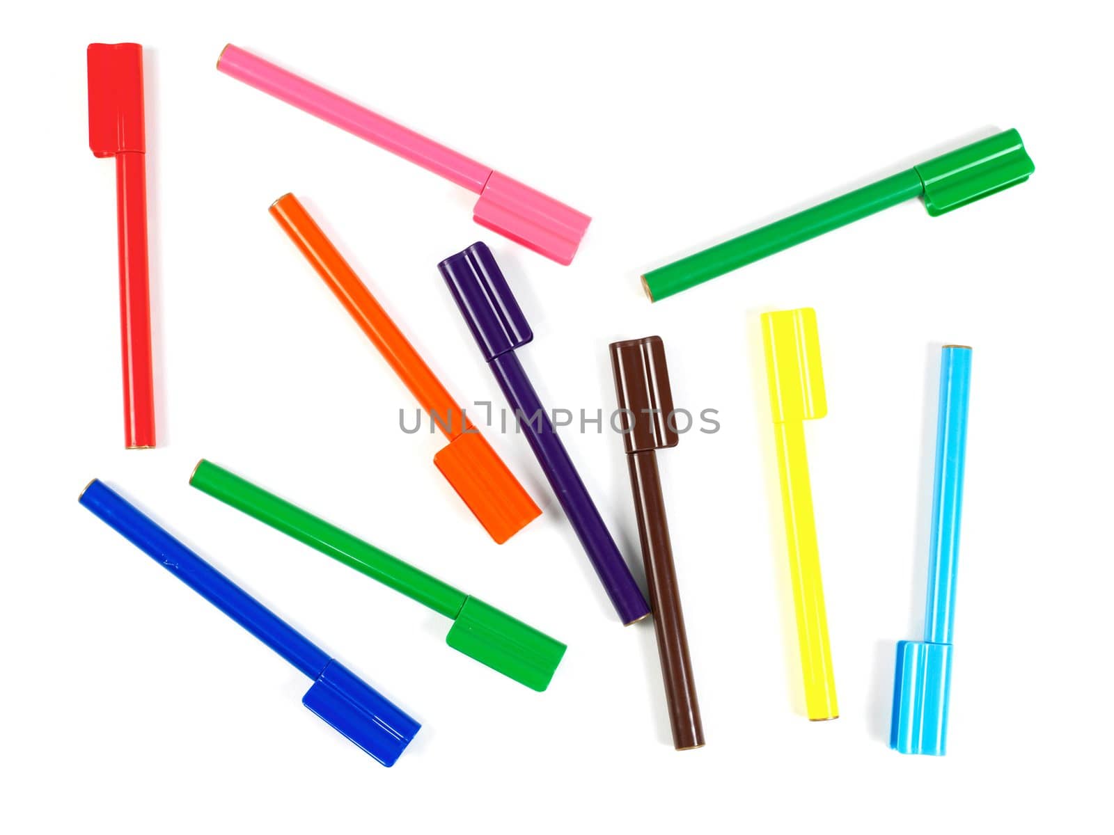 Marker pens isolated against a white background