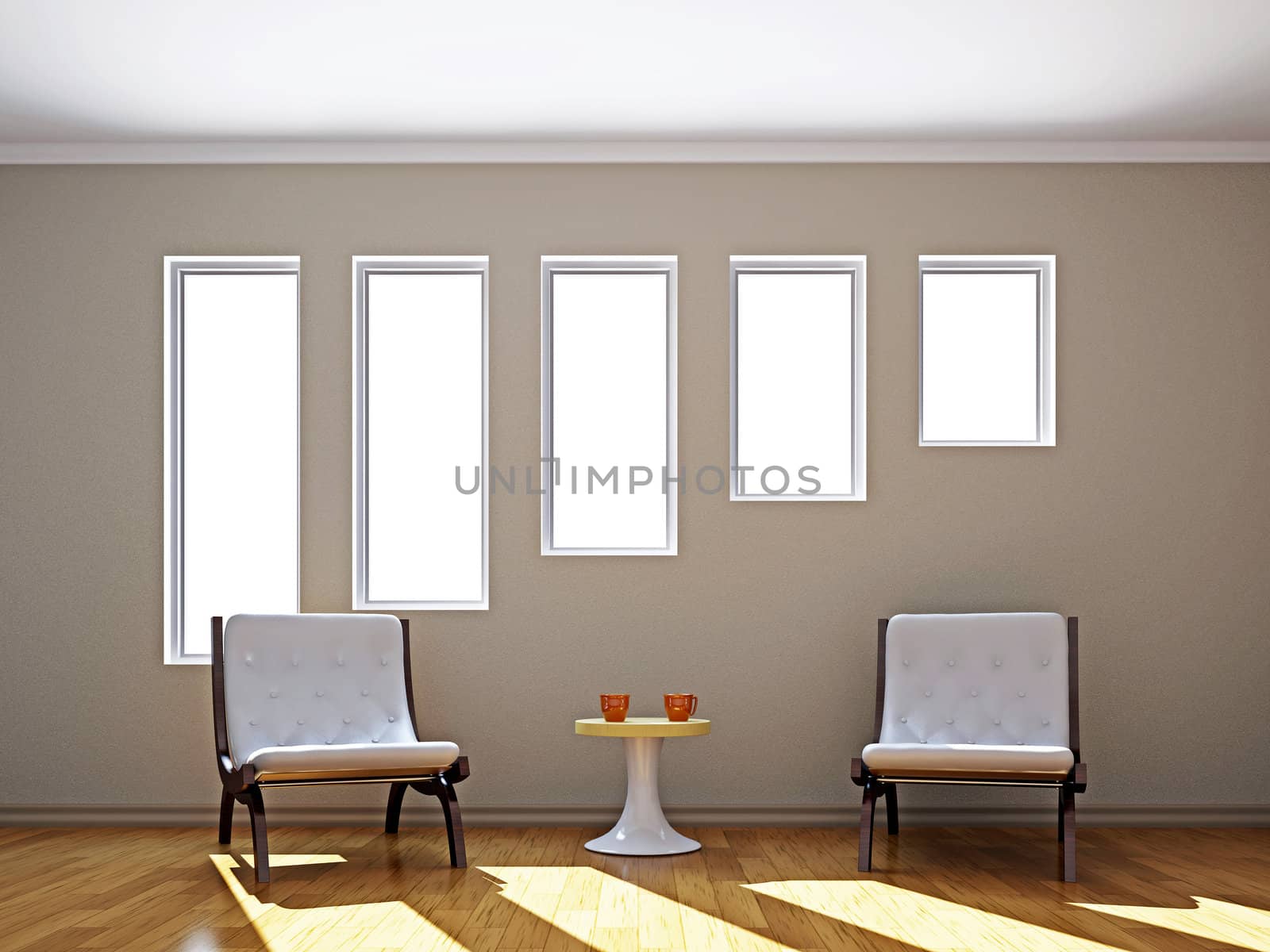 Chairs and a table in the livingroom near the window