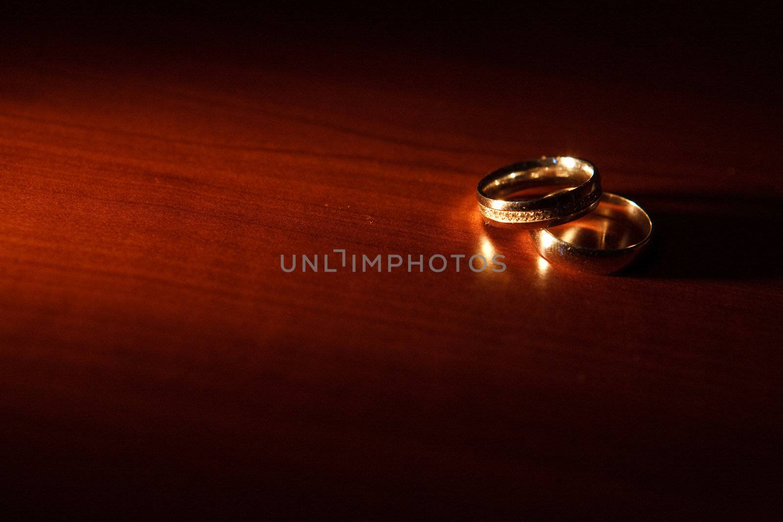 wedding rings on the table