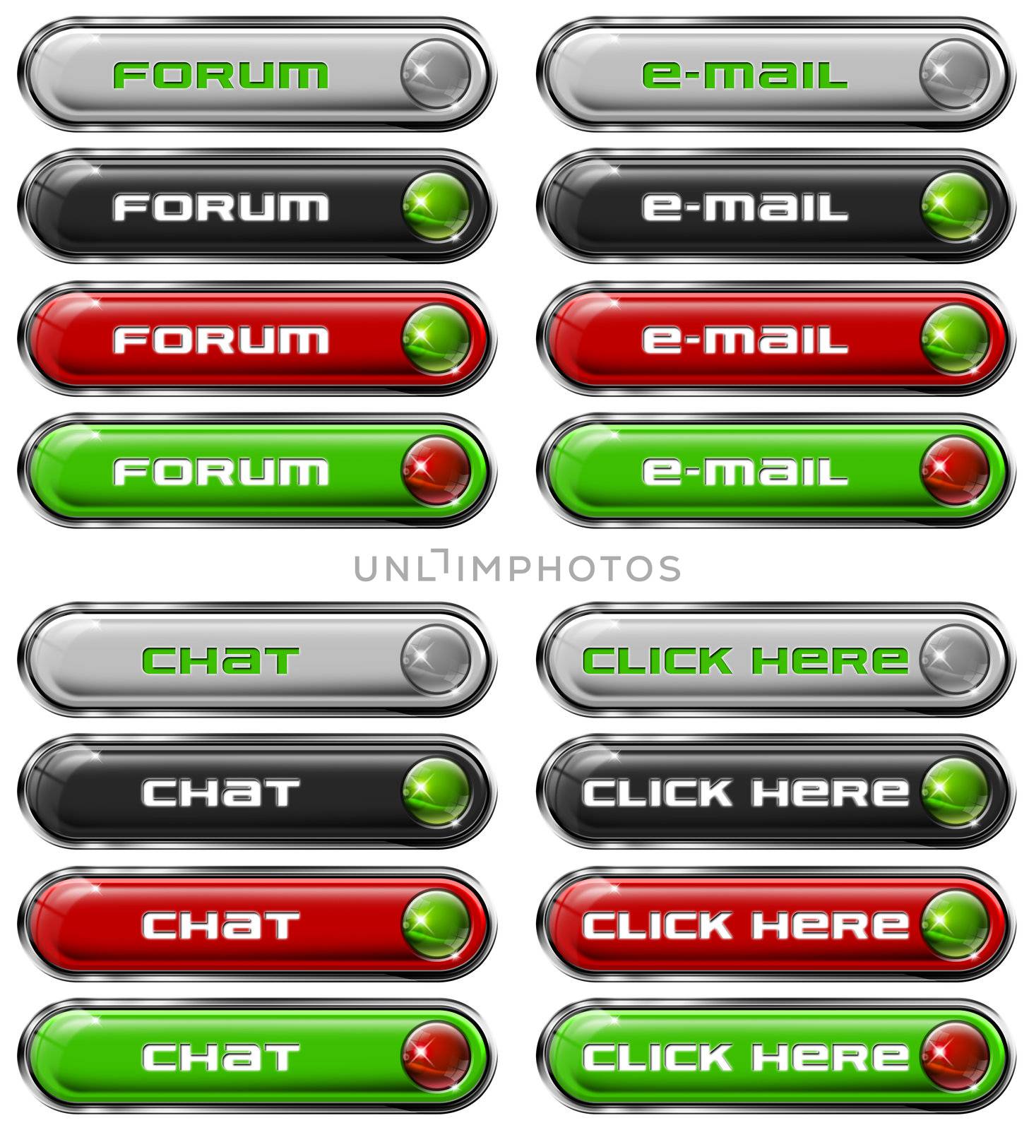 Four Web buttons - forum, e-mail, chat, click here