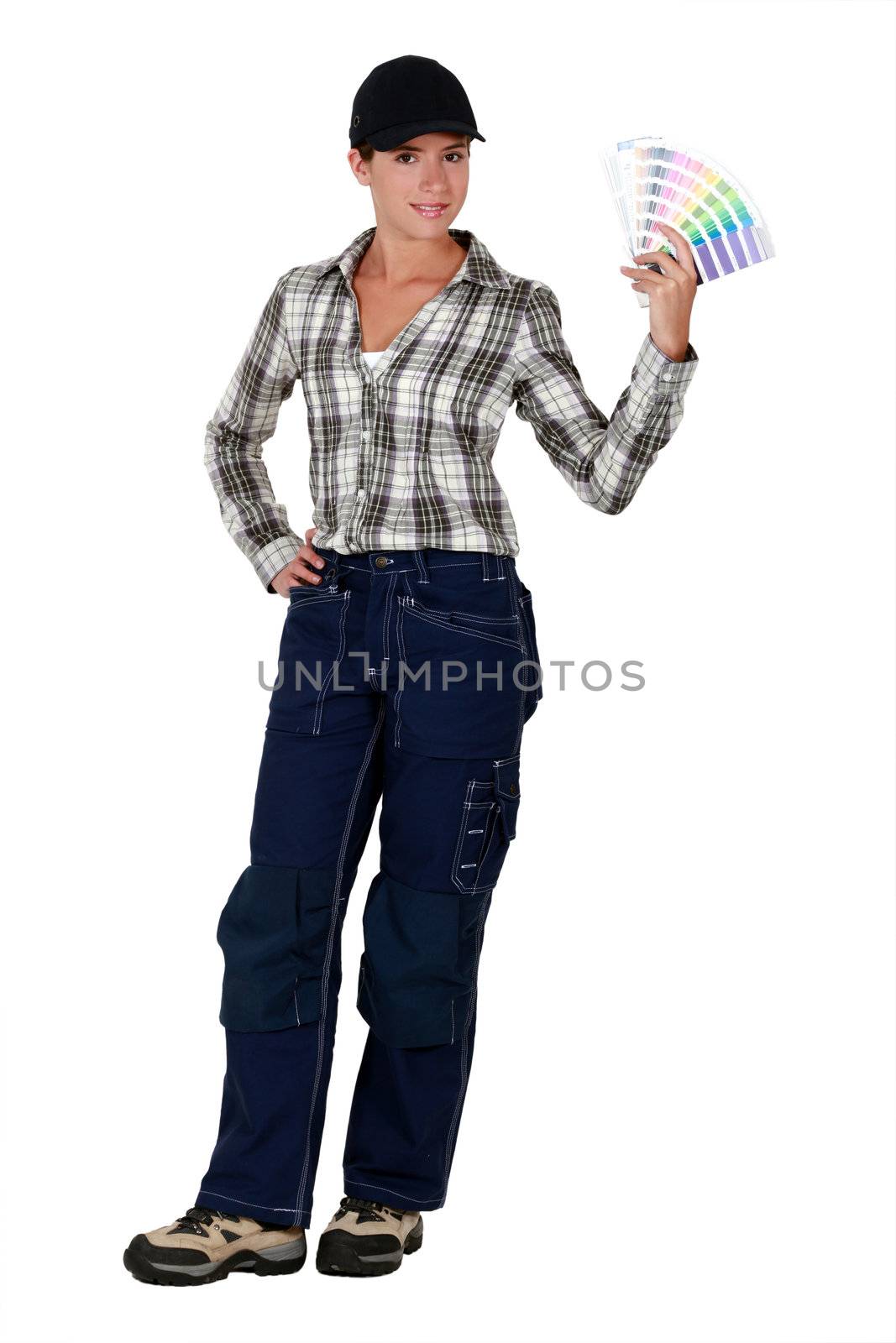 Woman with color charts