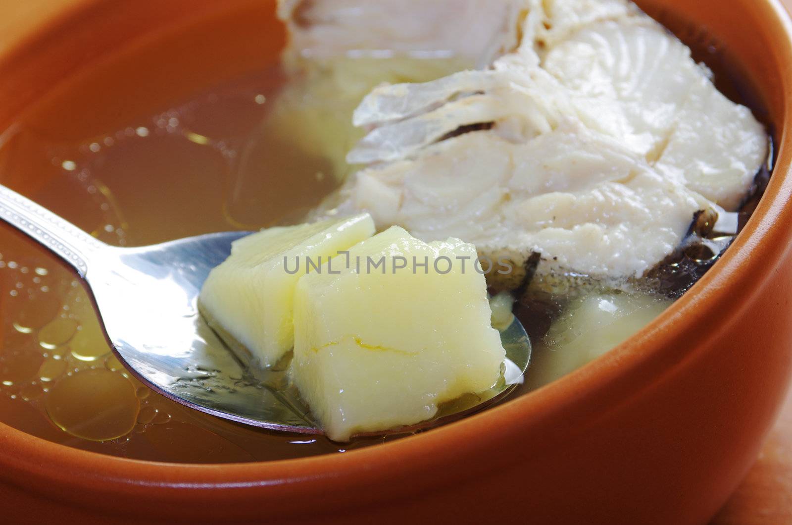 Ukha. Russian home  traditional fish soup.