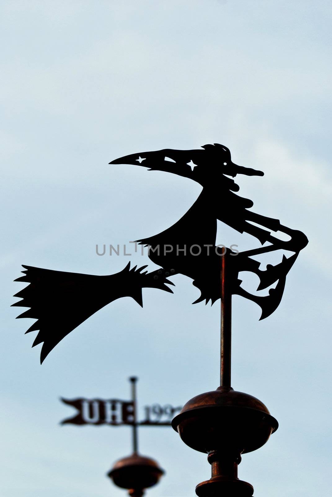 Witch flying on a broomstick, photo taken on Christmas markt in Bonn, Germany