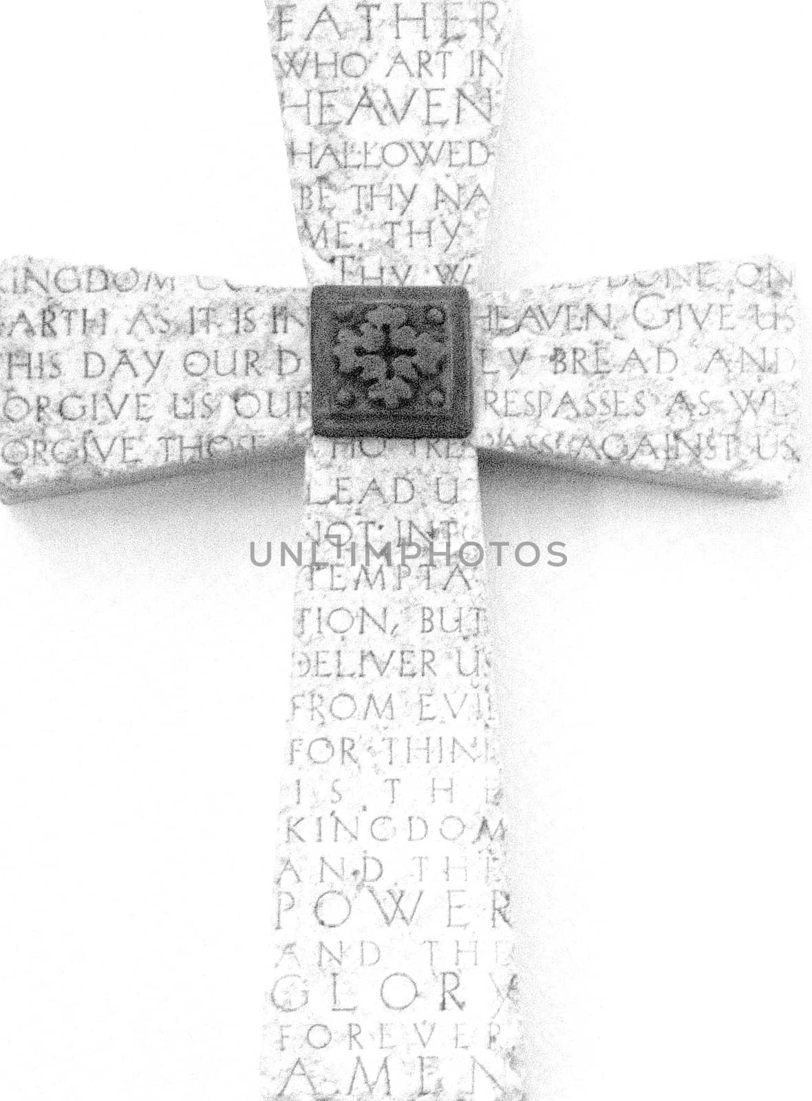 Religious white cross on display.