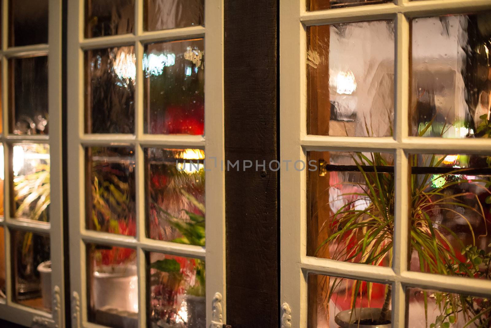 Gorgeous traditional pub windows at night