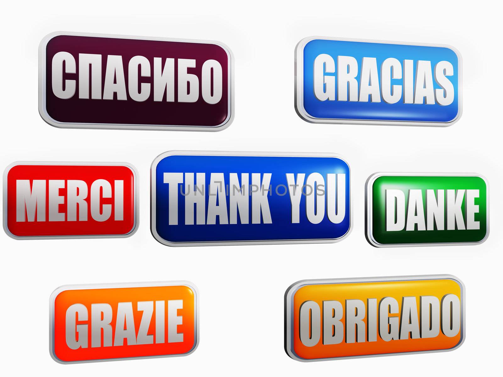 Thank you in different languages and colors