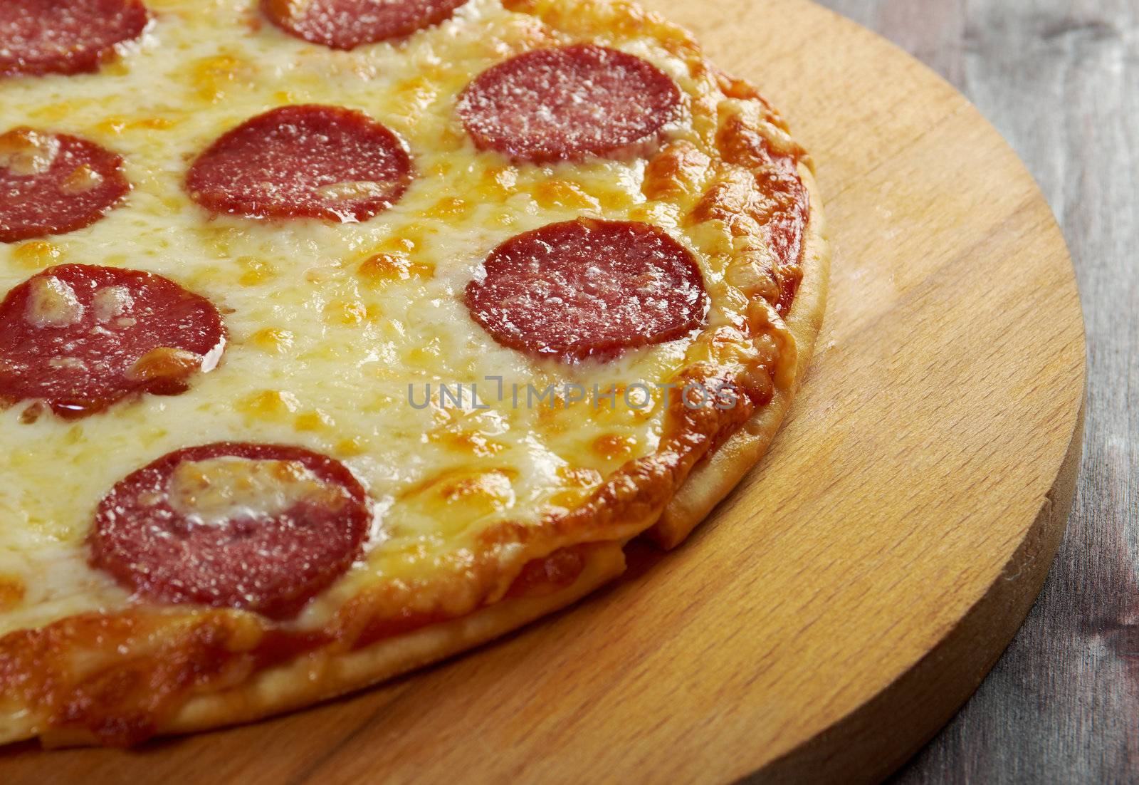 homemade pizza  Pepperoni.Closeup 