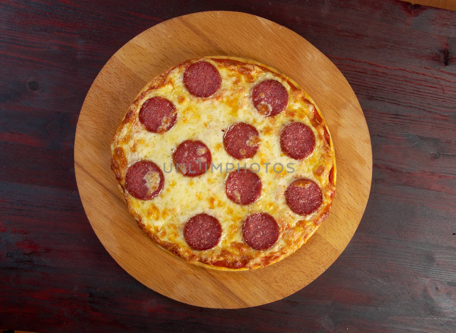 homemade pizza  Pepperoni.Closeup 