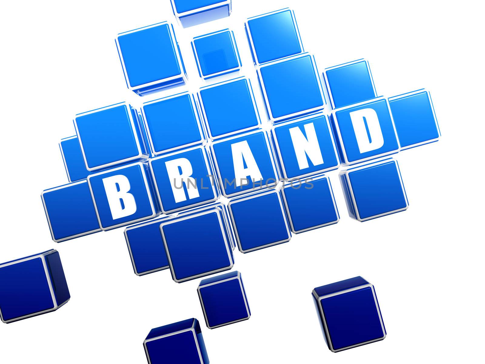 Brand 3d blue cubes with white letters