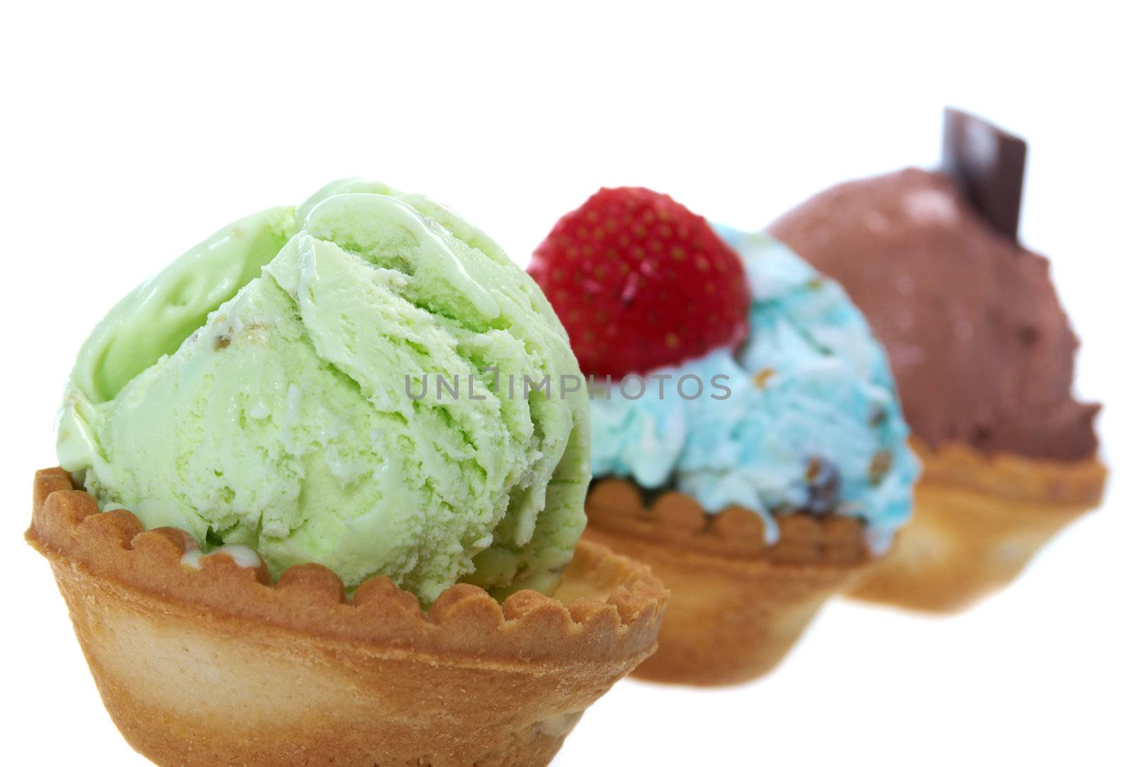 ice cream different  closeup.isolated on white background.
