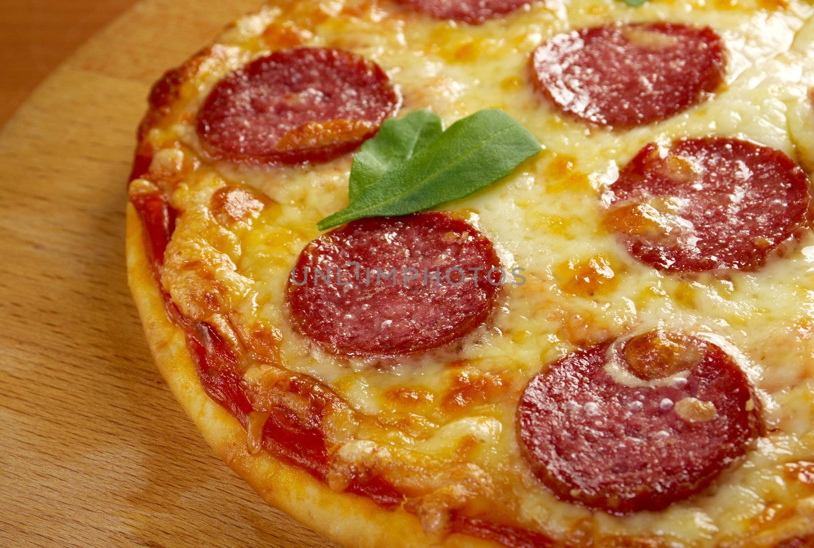 homemade pizza  Pepperoni.Closeup 
