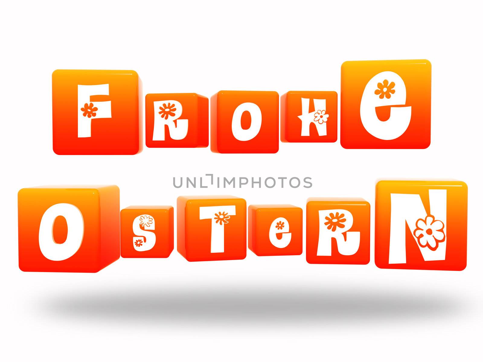 Happy Easter -3d orange cubes with text in german