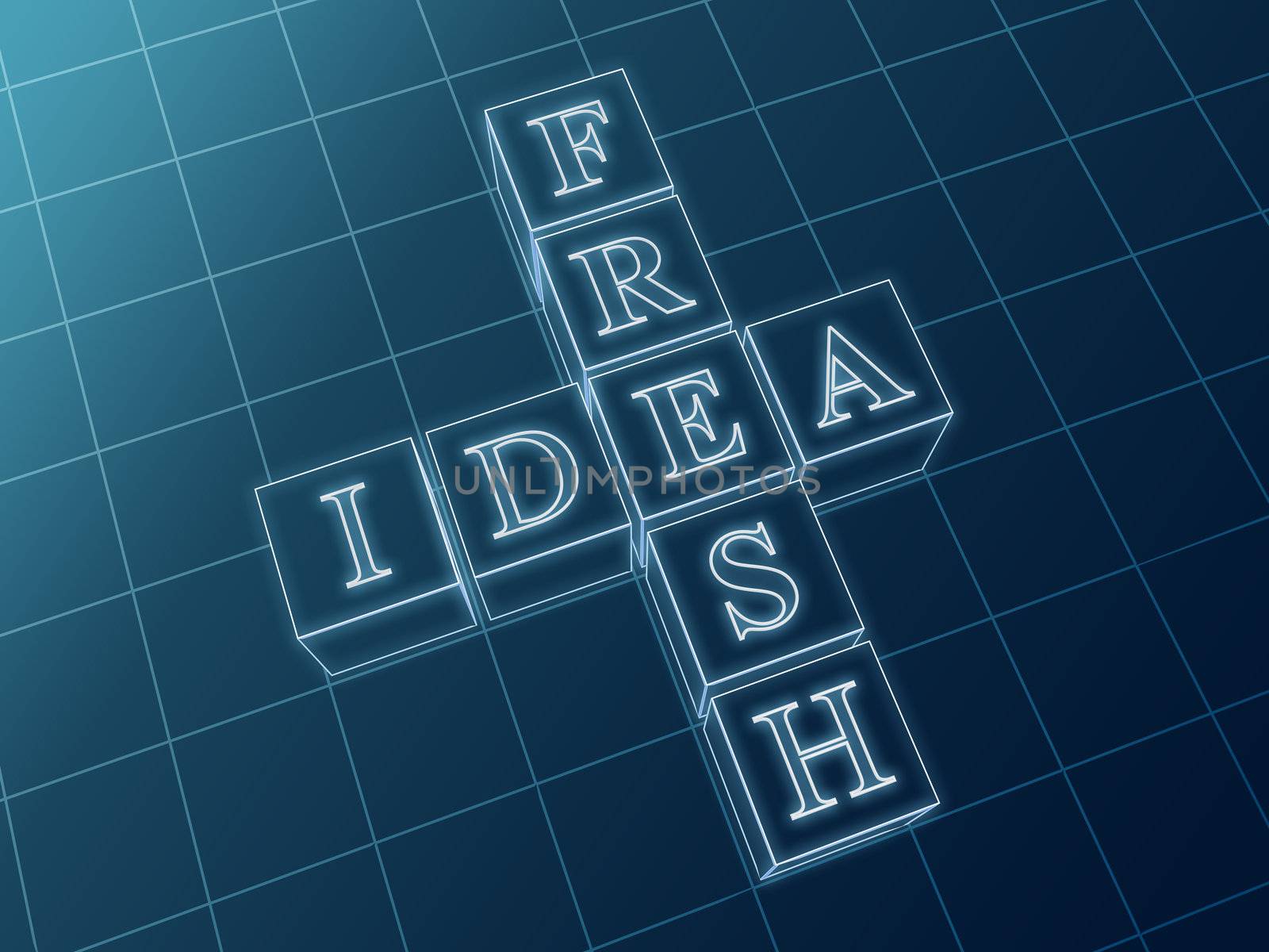 Fresh idea� 3d glass boxes with text over dark background
