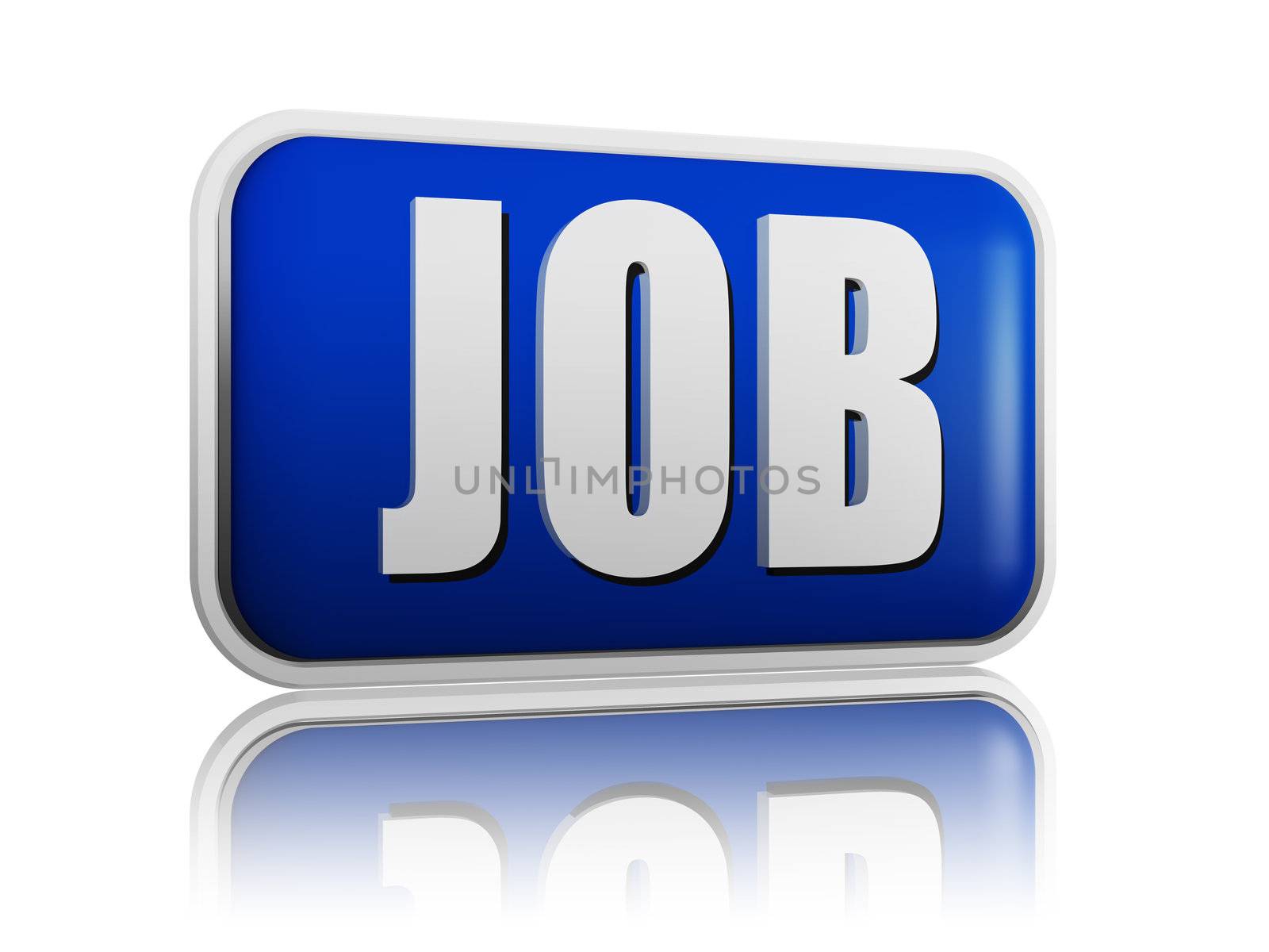 Job � white text in 3d blue banner