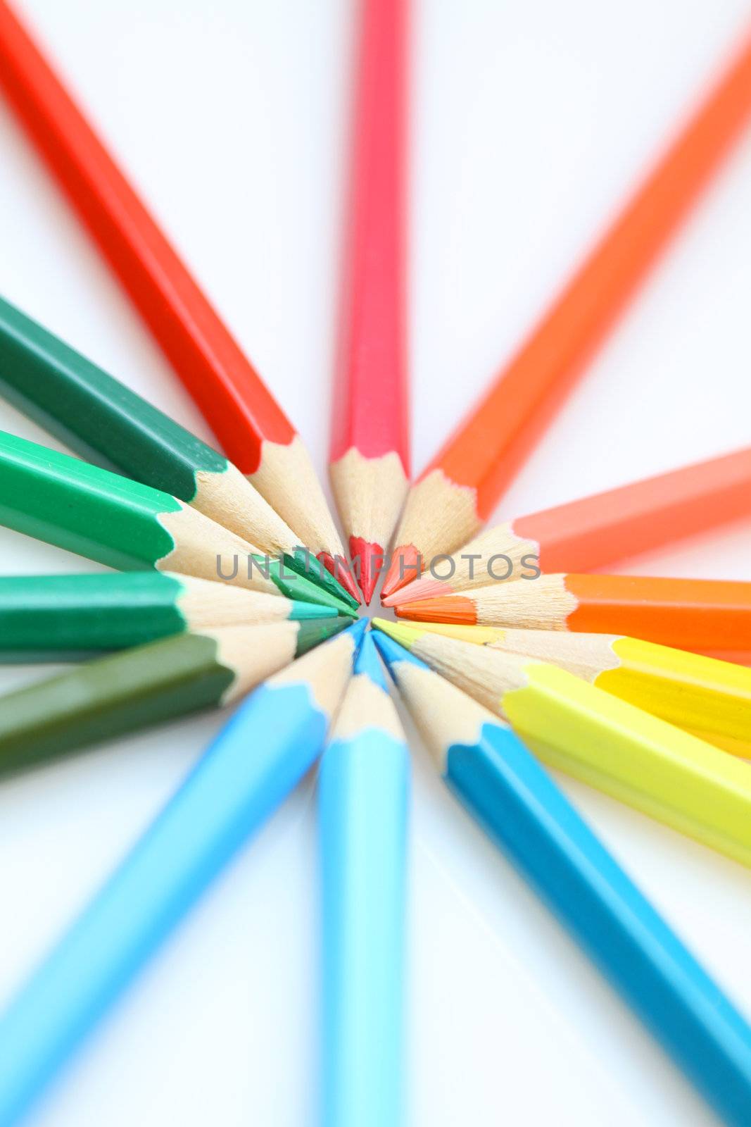 Color pencils in arrange in color wheel colors by kawing921