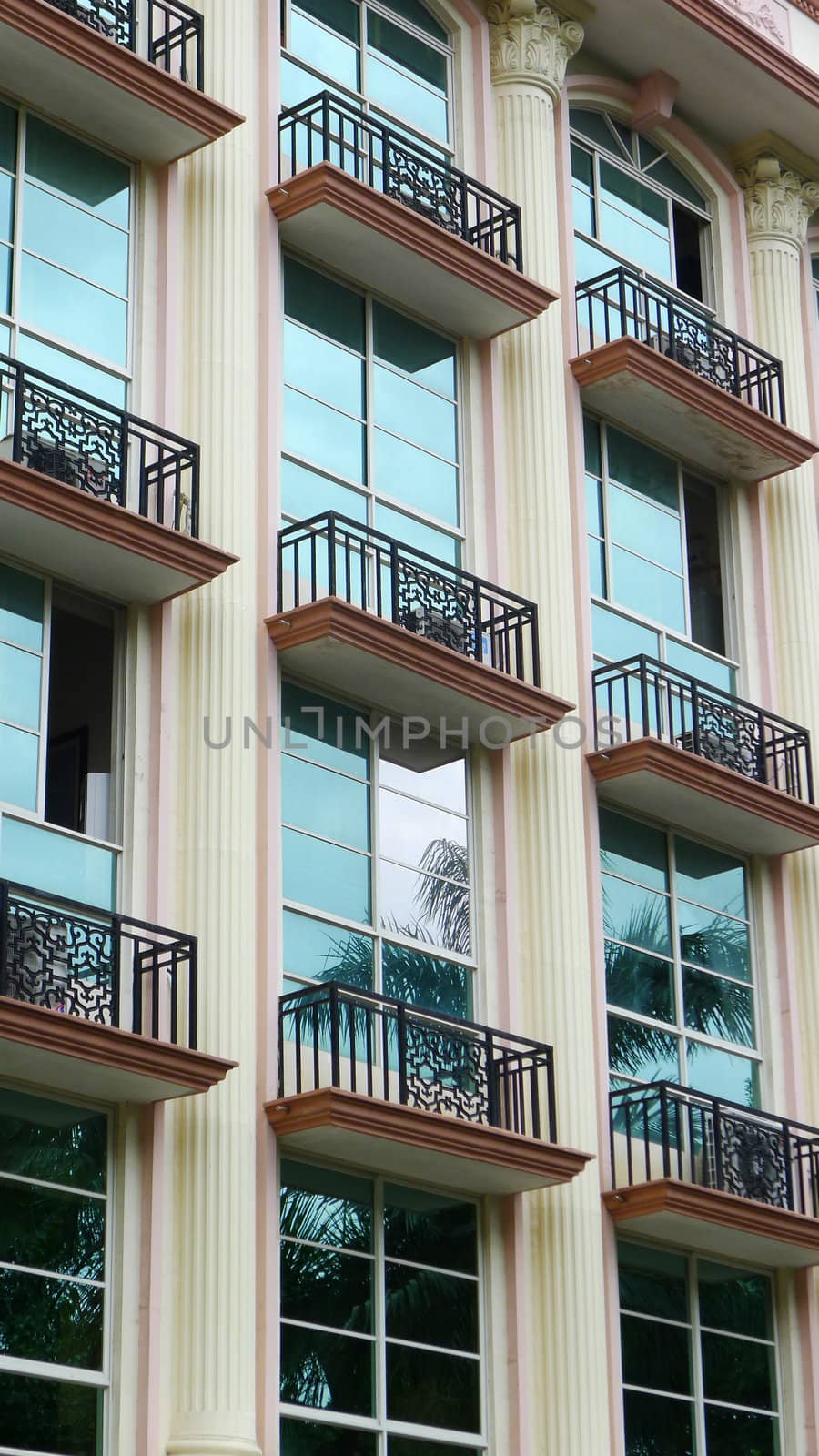 Exterior view of an apartment building