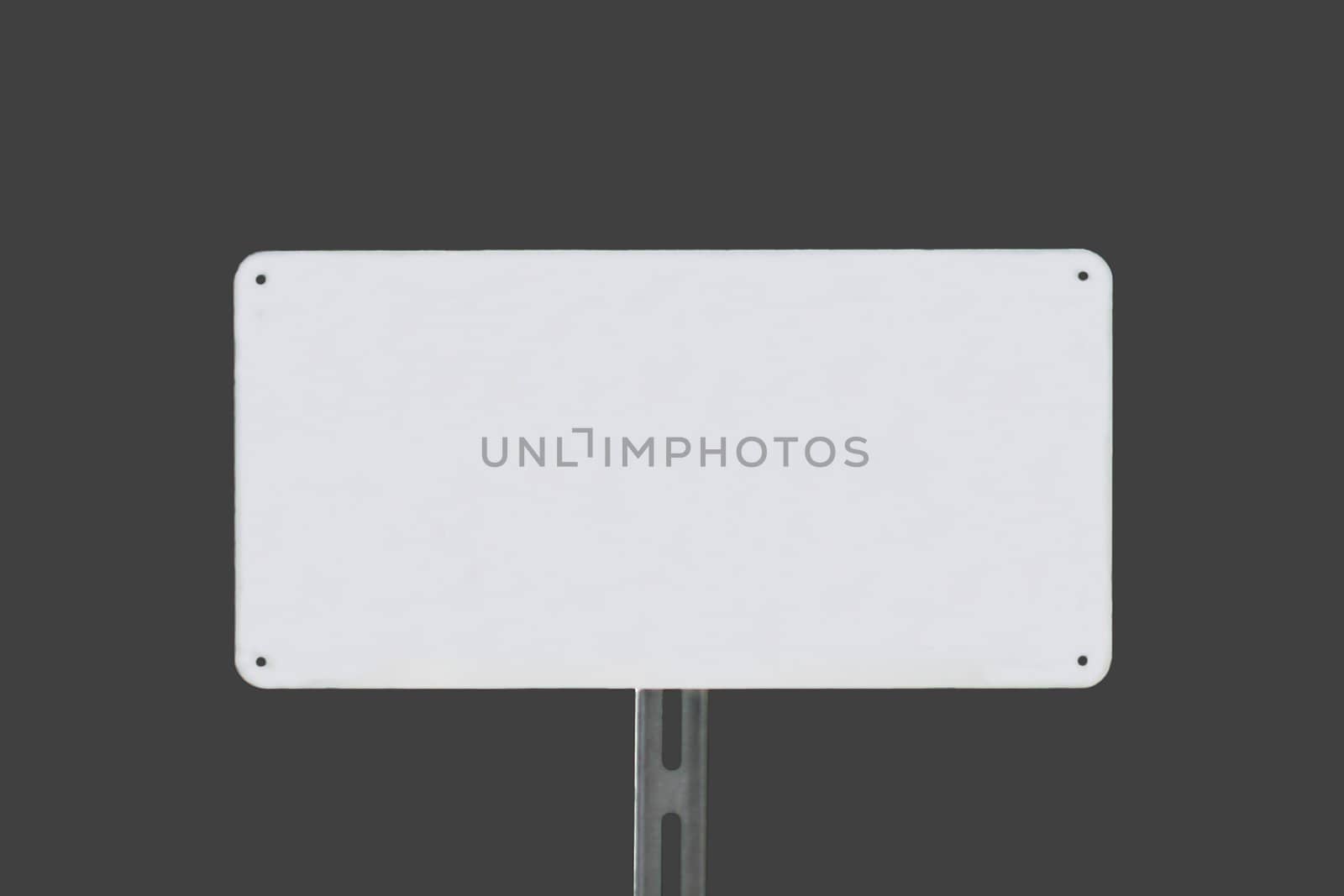 White sign on a grey background without writing