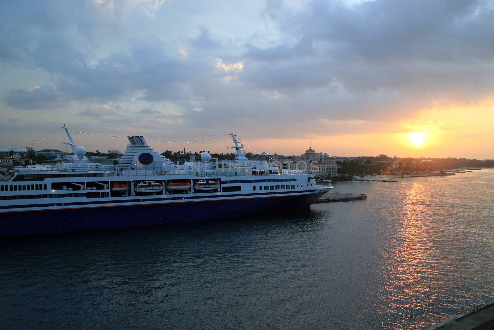 Cruise Ship Sunset by quackersnaps