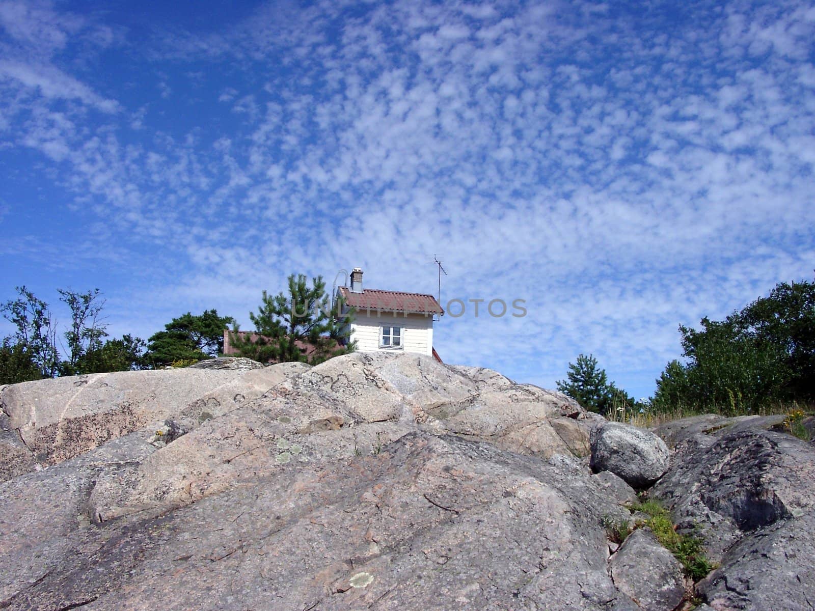 The attic of small summer house on the seashore of Western Finland