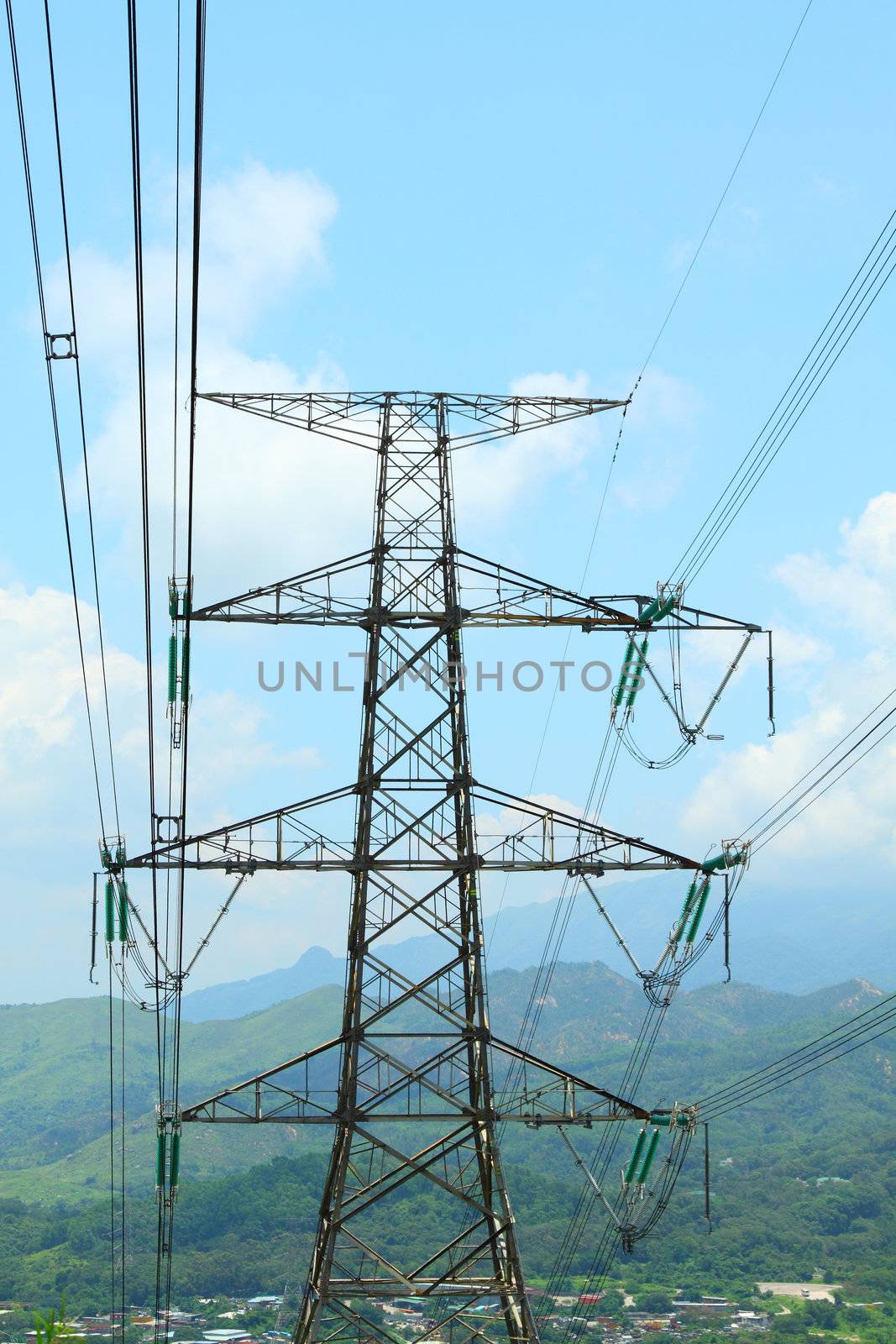 Power transmission tower with cables by kawing921