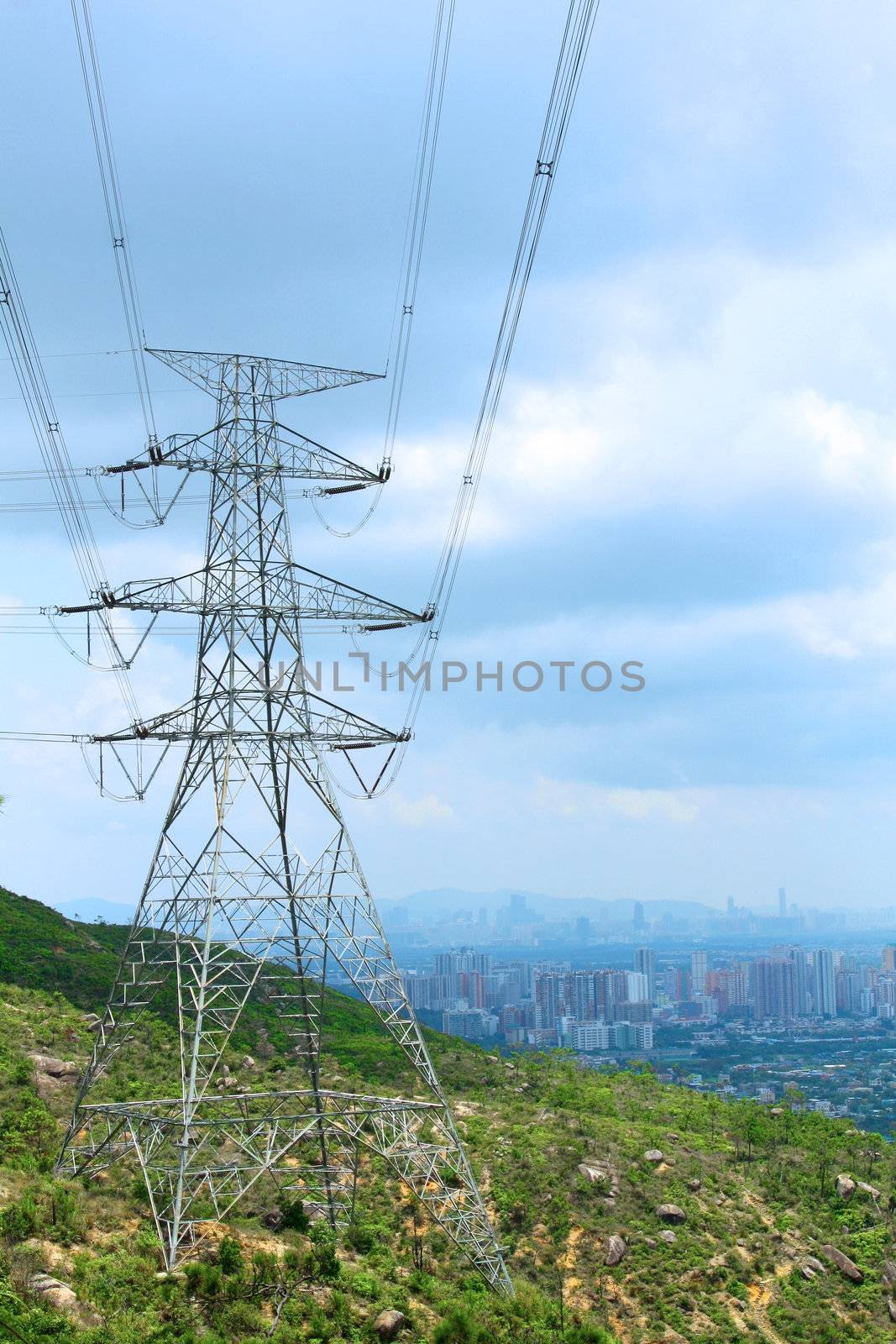 Power transmission tower with cables  by kawing921