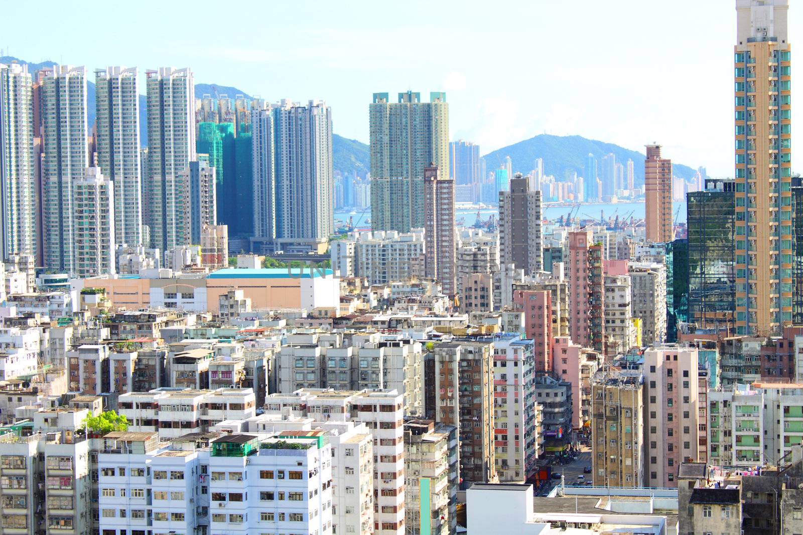 Hong Kong with crowded buildings 