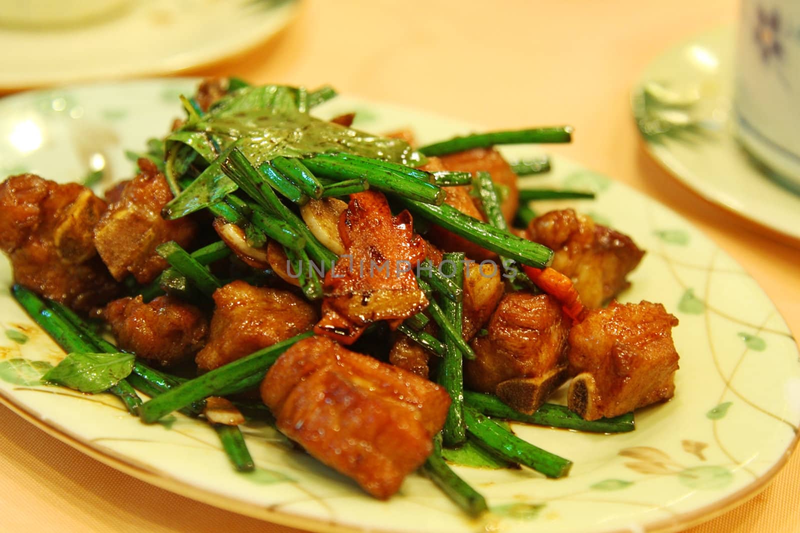 Fried pork and vegetables in Chinese style