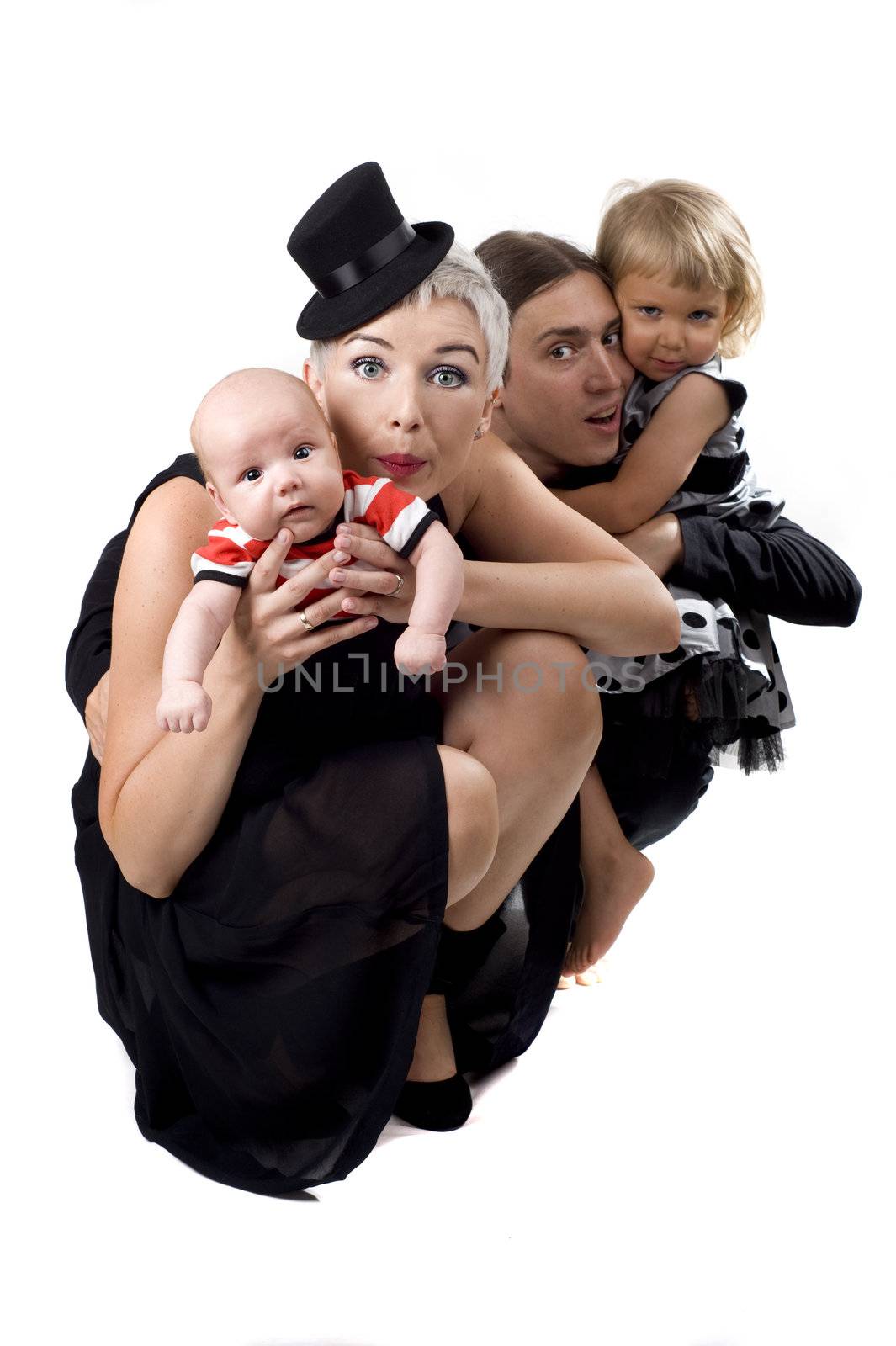 Happy freak family with two children by Avialle