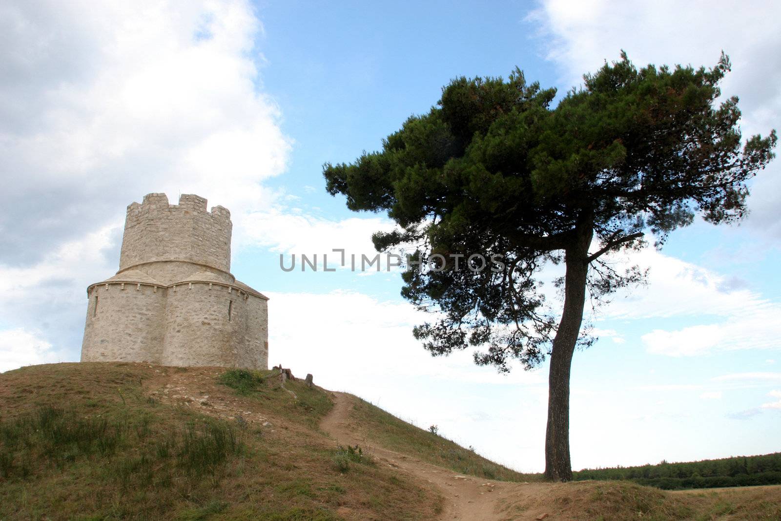 Ancient church on the hill in Nin, Croatia