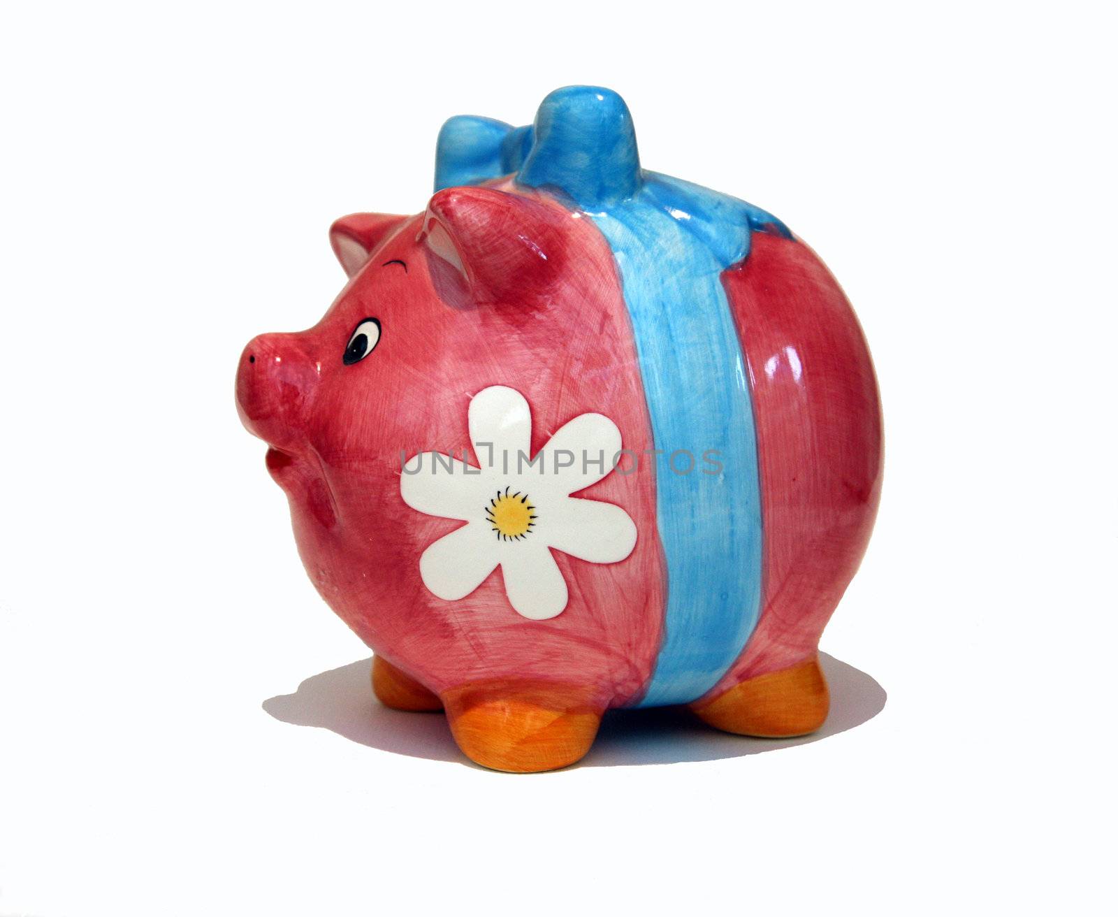Piggy bank or money-box on a white studio background.