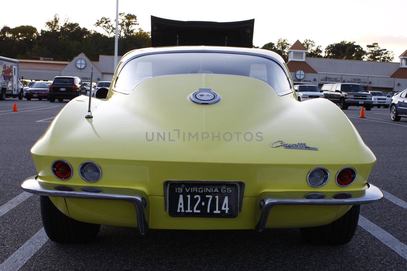 GLOUCESTER, VA, USA - OCTOBER 14: A 1965 Chevy Corvette  at the Middle Peninsula Classic Cruisers Club weekly Car Show. Main Street Center. on October 14, 2011 in Gloucester, VA, USA