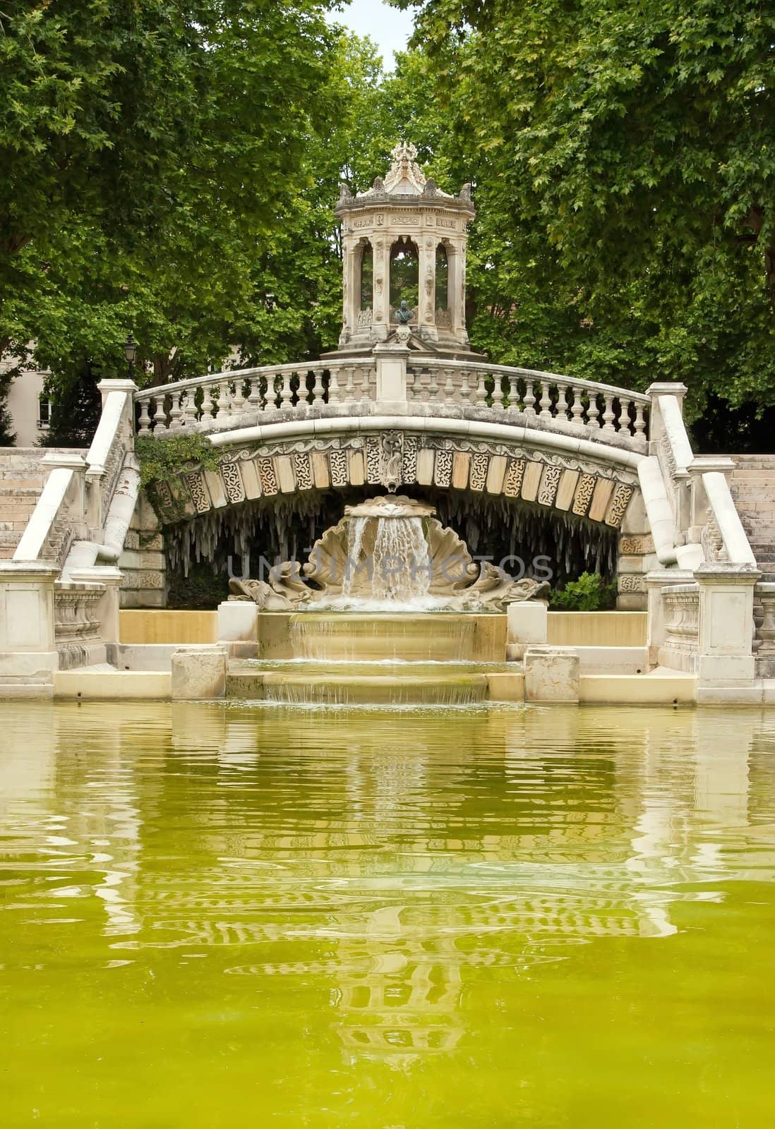darcy's  fountain, 19 th century in Dijon (Burgundy France)