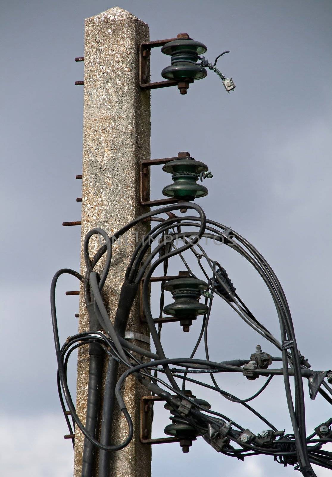 lighting system in the city and telephone connection (France Europe)