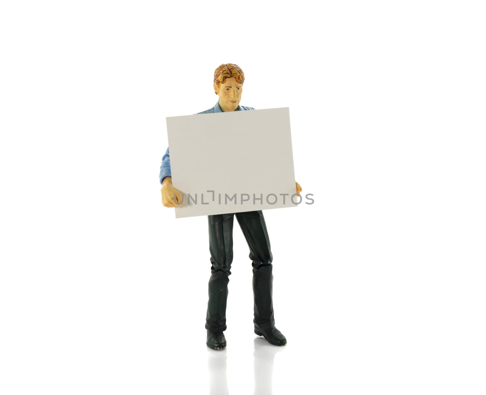 puppet man with blanc message board by compuinfoto